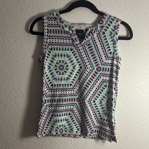 ❗️SOLD❗️Rafaella Green and Gray Fitted Graphic Tank Top